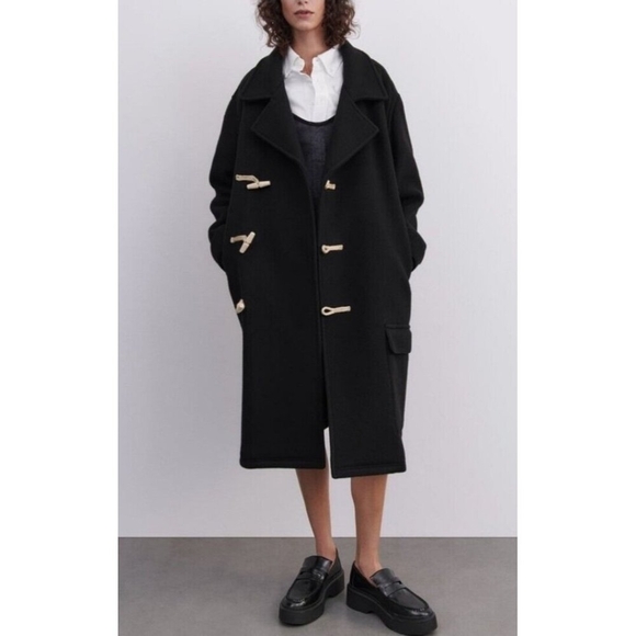 ZARA WOOL BLEND COAT WITH TOGGLES LIMITED EDITION BLACK SIZE M REF. 3057/783 - Picture 15 of 15